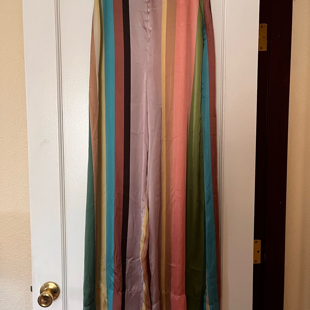 Zara Pink and Green Maxi A-Line pants